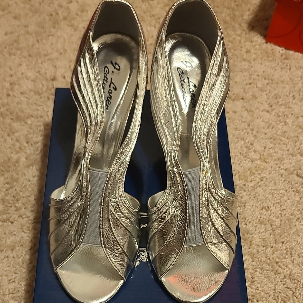 J.Renee Silver High Heel Open-Toe Shoes